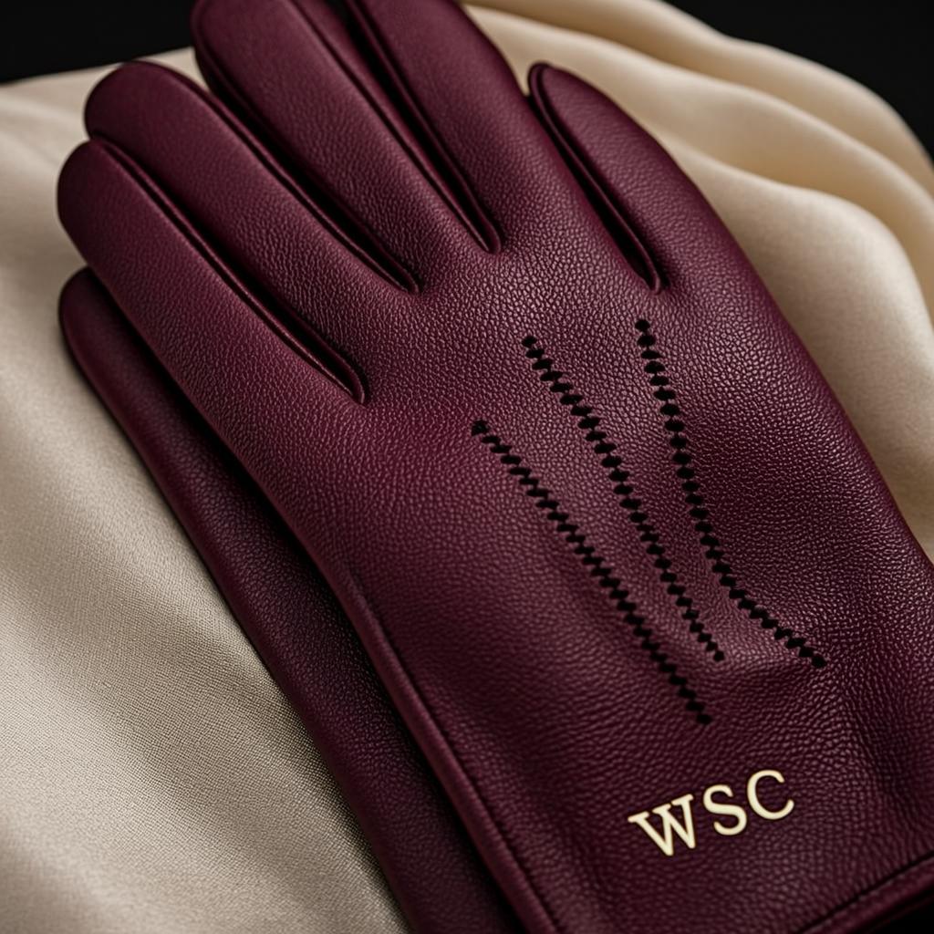 Détail gants burgundy